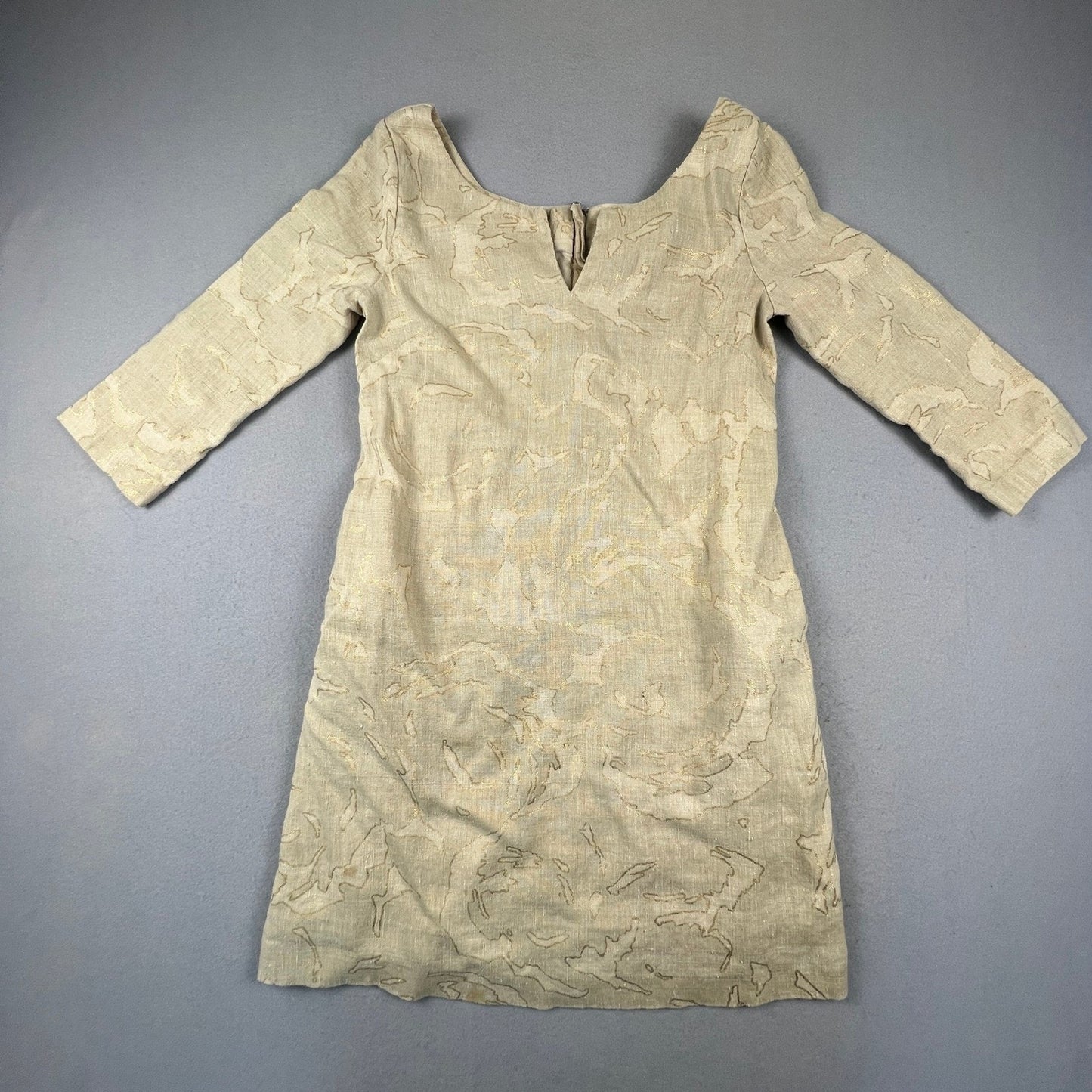 J.Crew Shift Dress Womens 4 Elegant Metallic Linen Silk Abstract Mini Sheath