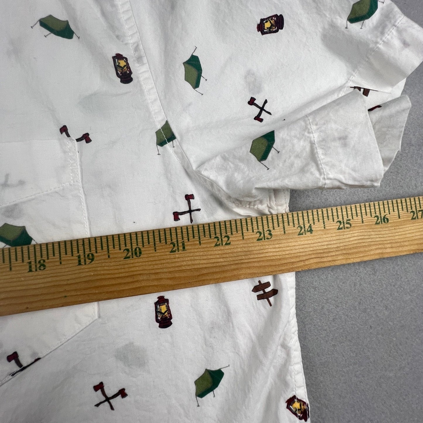 Aeropostale Button Down Shirt Mens XL White Camping Print Cotton Short Sleeve