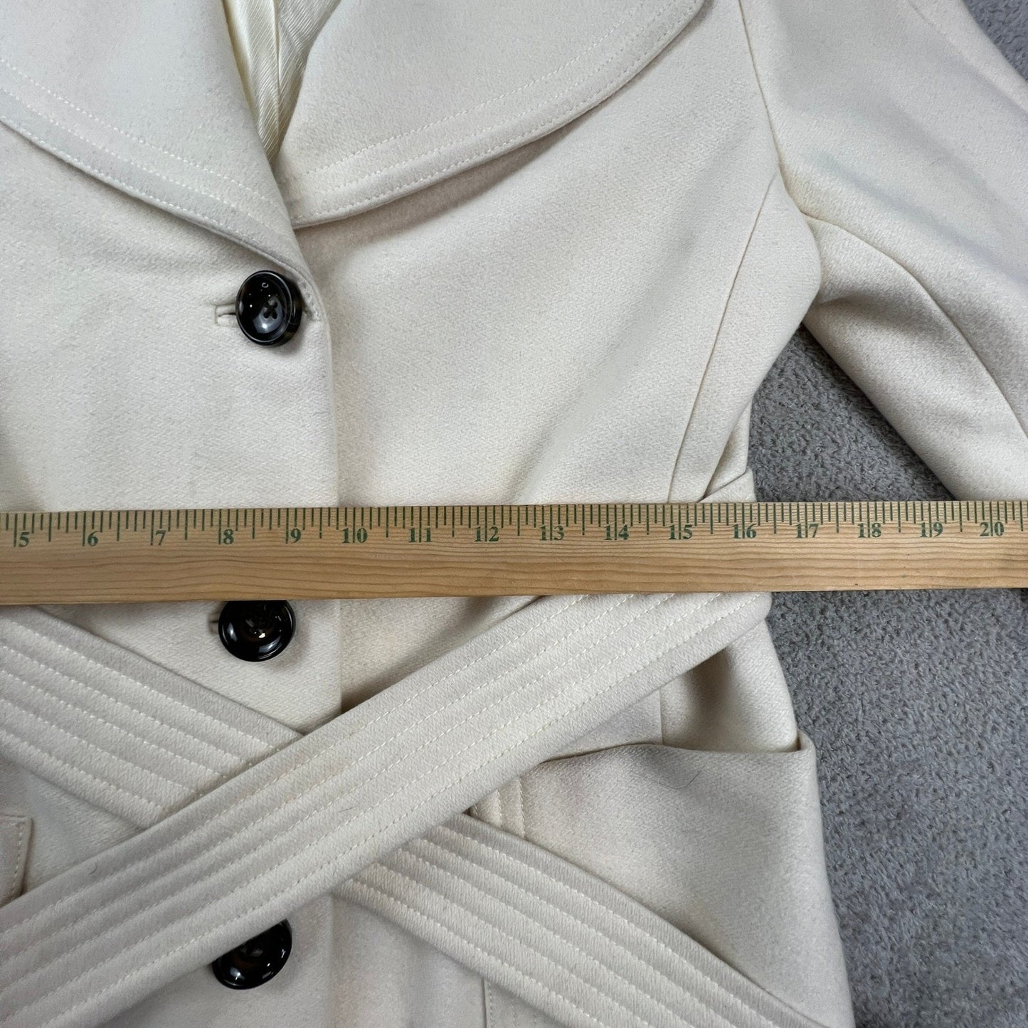 Banana Republic Womens Wool Blend Trench Coat Petite Medium Cream Ivory Minimal