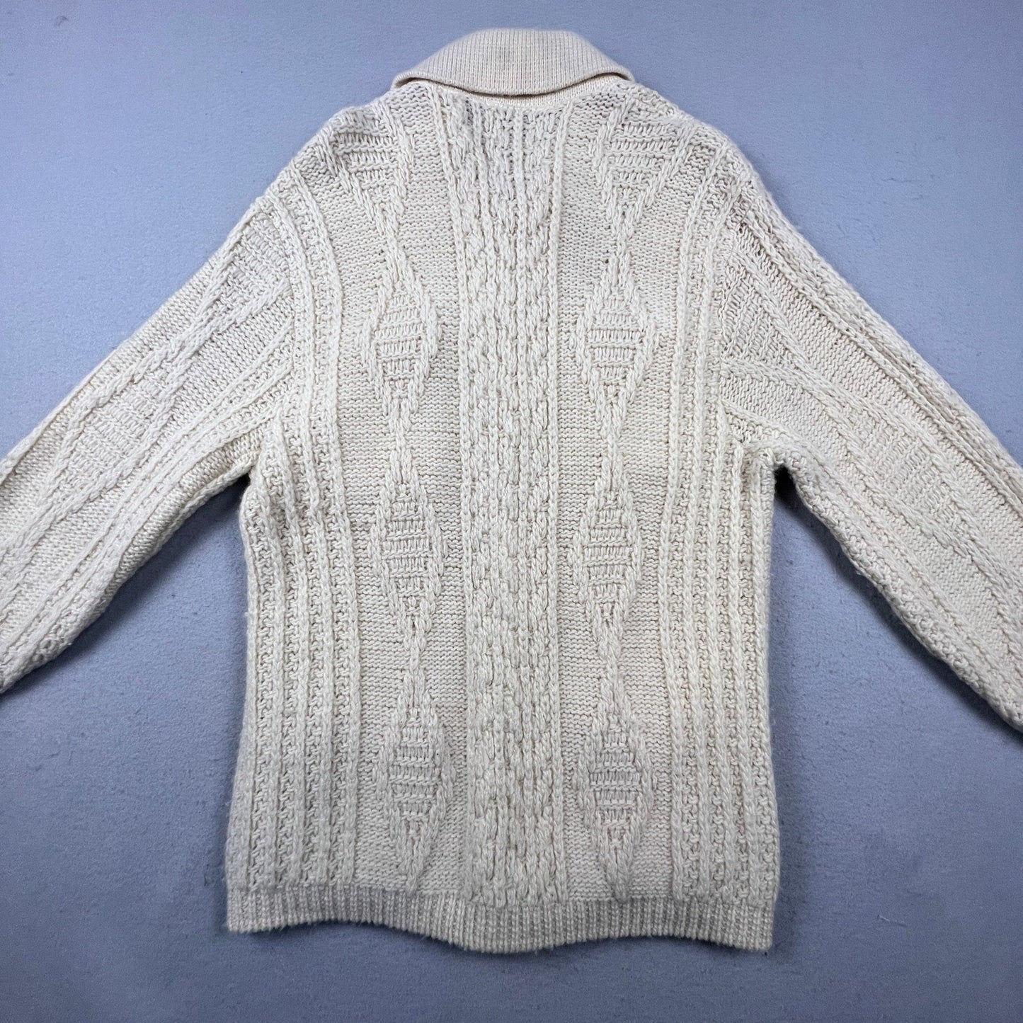 Vintage Pendleton Sweater Mens Large Cream Wool Cable Knit Aran Cardigan USA