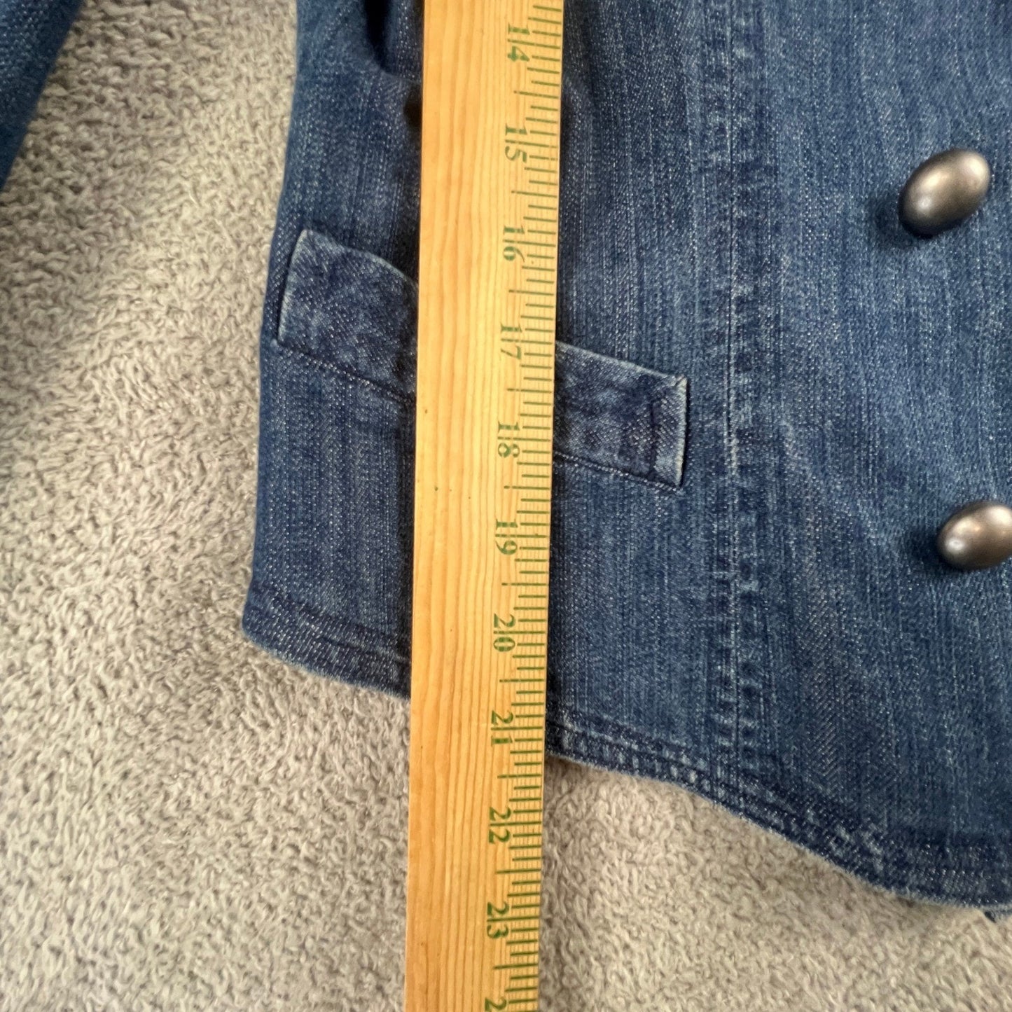 Vintage Denim Military Jacket NapoleonJacket Size 10 Double Breasted Y2K