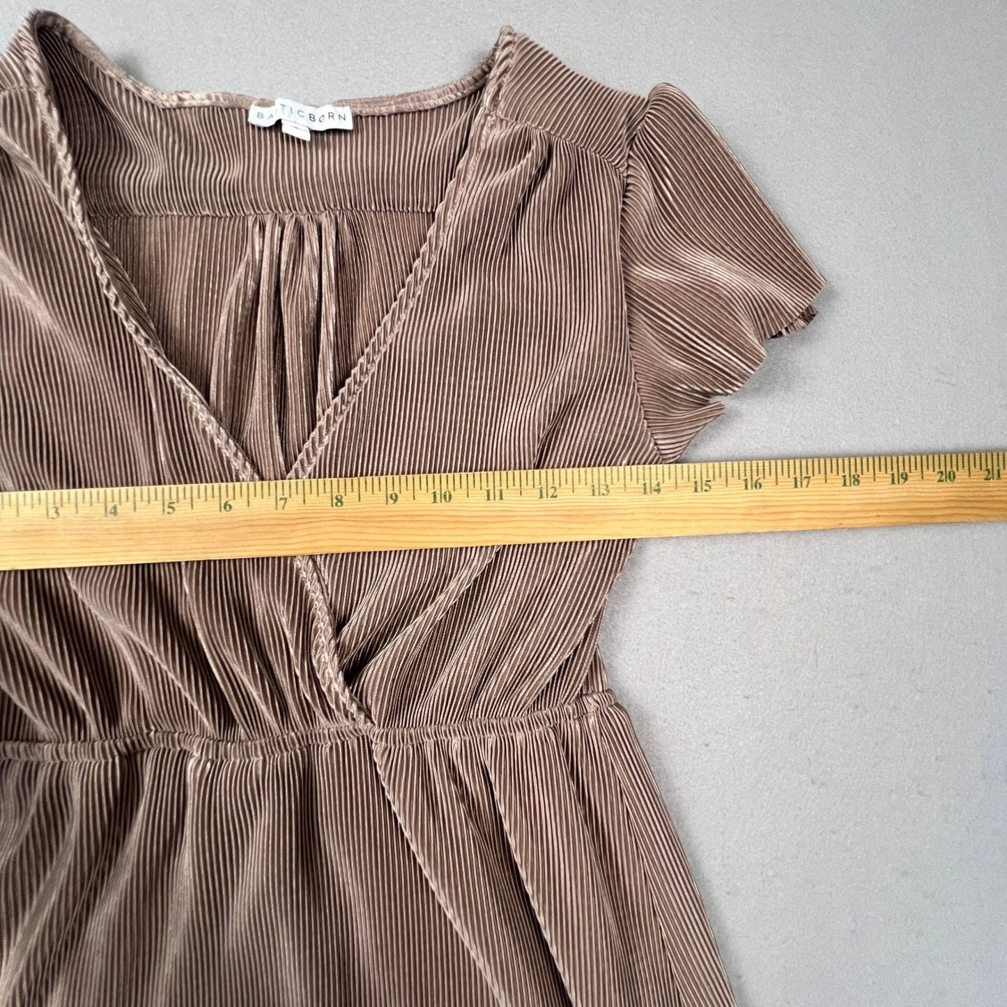 Baltic Born Maxi Dress Women S Taupe Pleated Wrap V-Neck Formal Gown Bridal