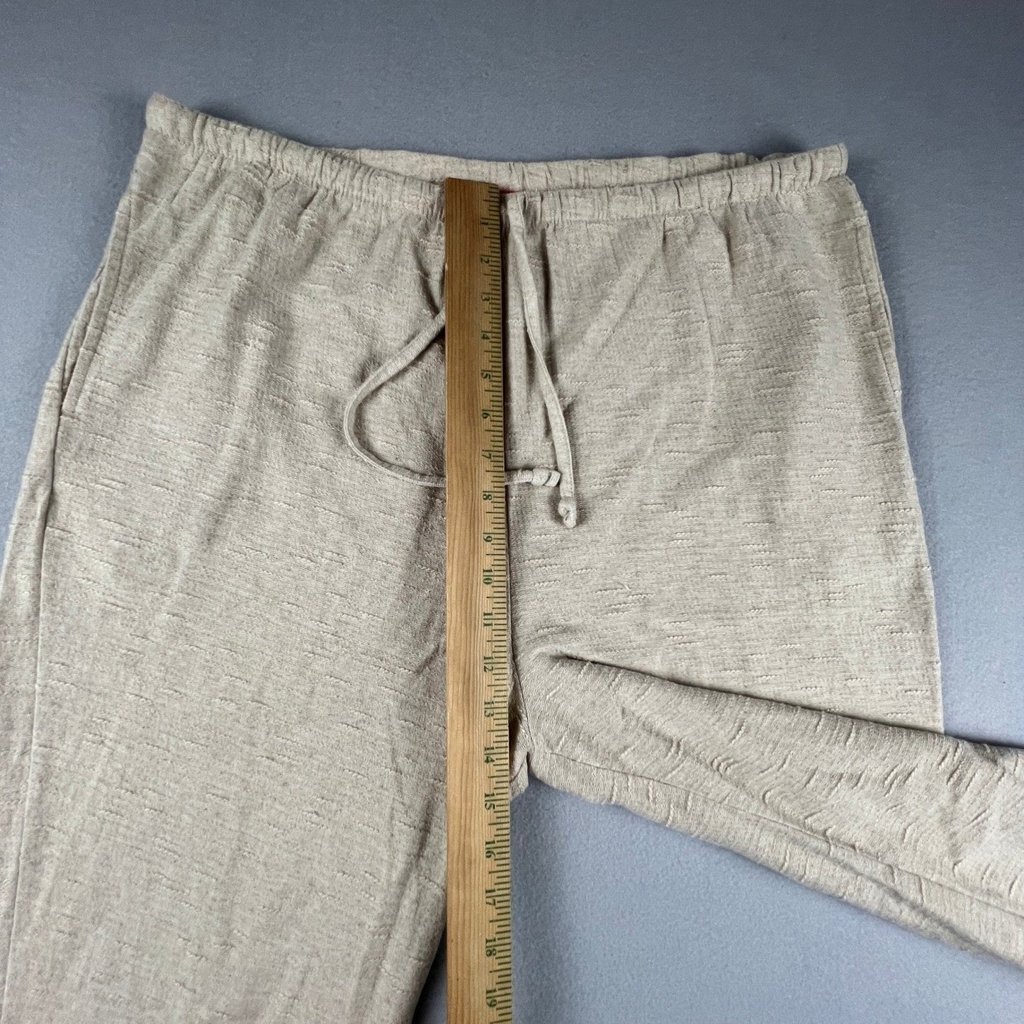 Linen Pants Womens Large Beige Cotton Ramie Drawstring Lounge Casual Summer