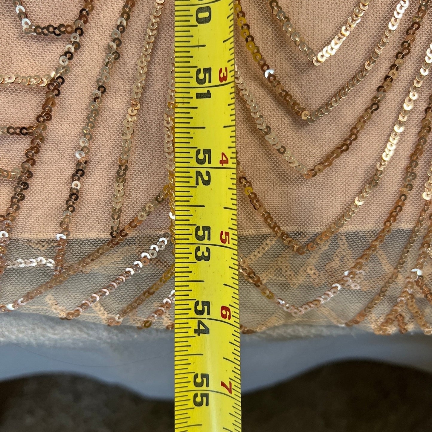 Sequin Maxi Dress Womens 10 Rose Gold Art Deco Formal Prom Gown Wedding Bridal