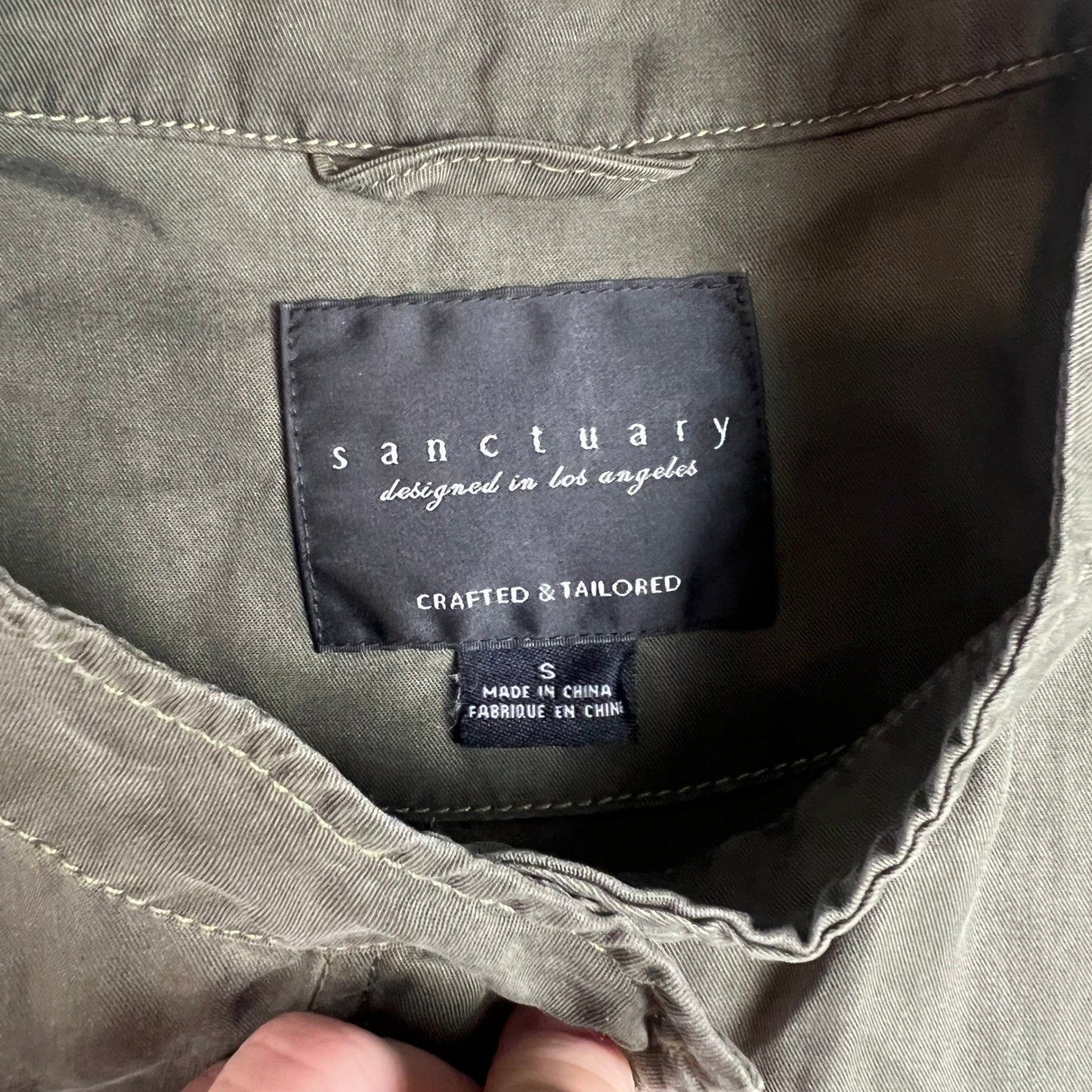 Sanctuary Jacket Women's Small Olive Green Button Front Frayed Utility Jacket