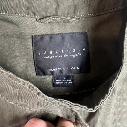 Sanctuary Jacket Women's Small Olive Green Button Front Frayed Utility Jacket