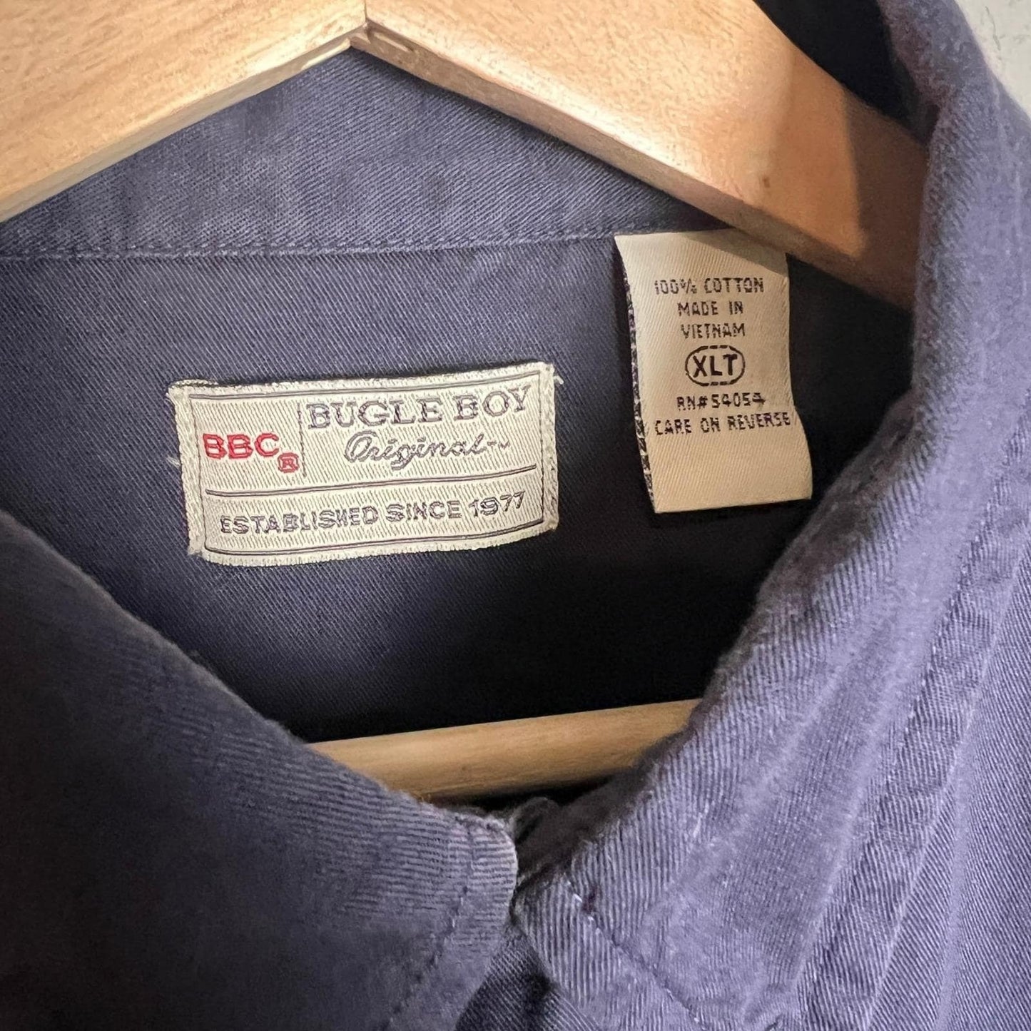VTG Bugle Boy Long Sleeve Shirt Mens XLT Original Blue Button Down Cotton Y2K