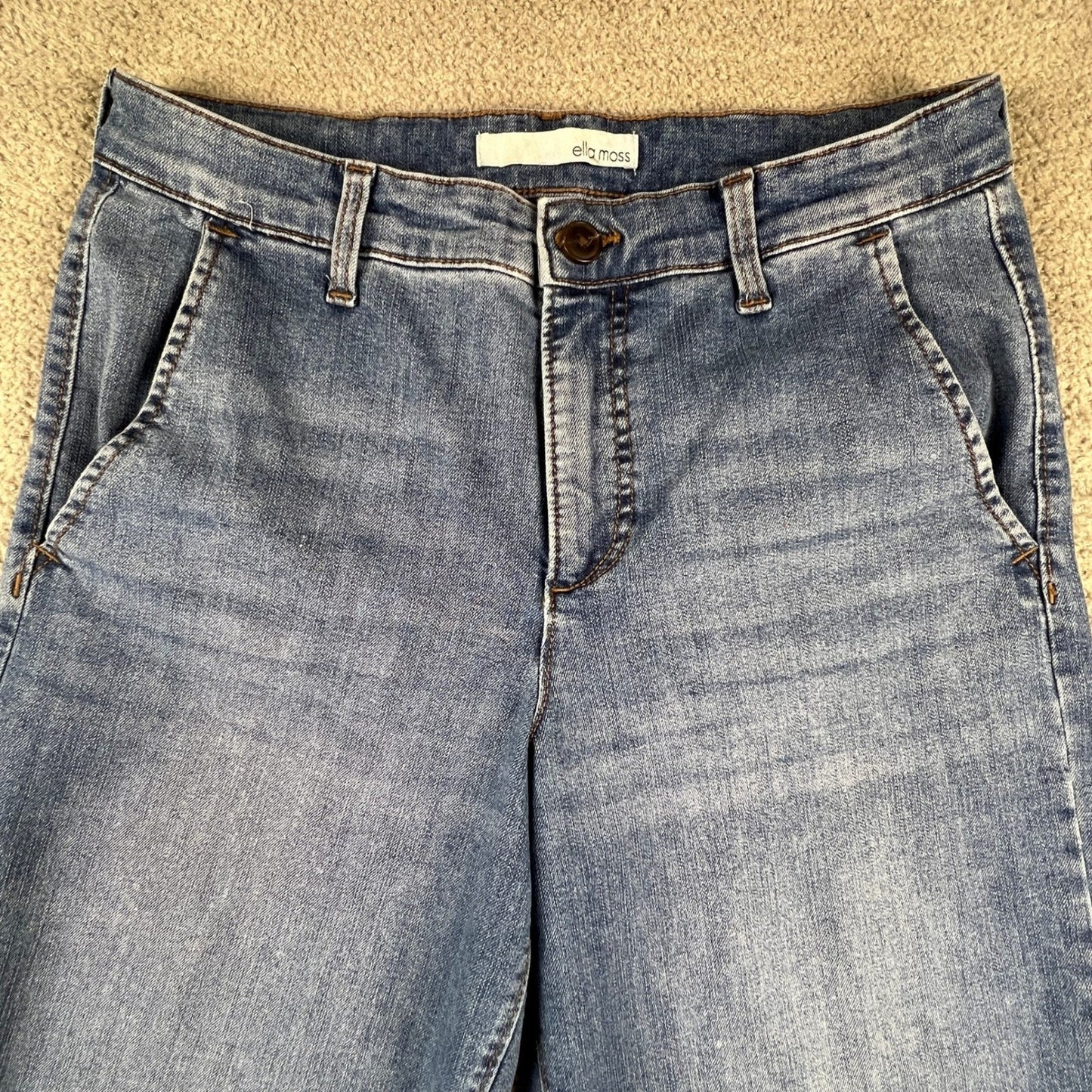 Ella Moss Womens Wide Leg Crop Jeans Size 4 Medium Wash Blue Denim High Rise