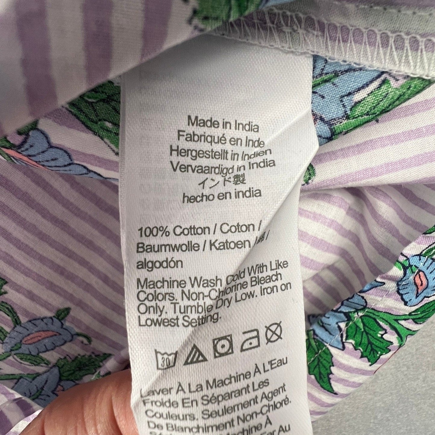 J.Crew Floral Stripe Cotton Voile Top Womens Medium Purple B0751 Boho Coastal