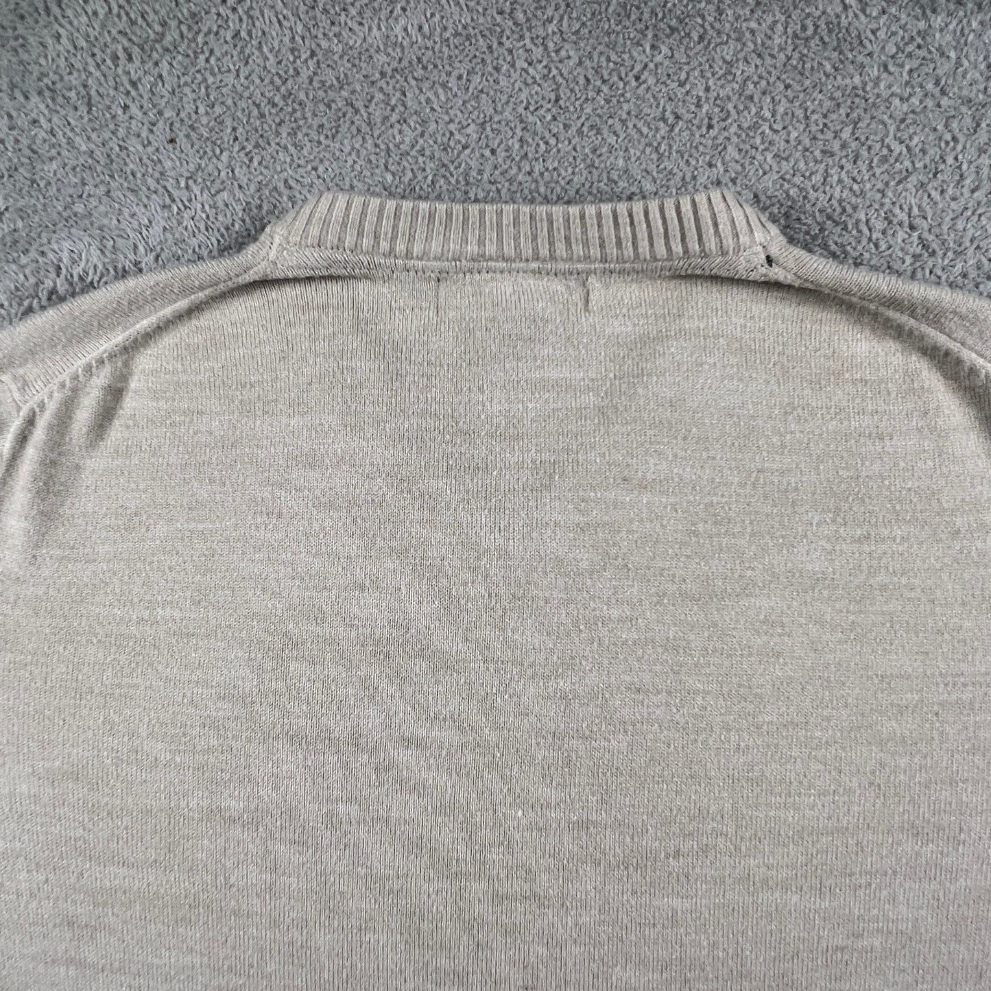 U.S. Polo Assn. V-Neck Sweater Mens Medium Tan Knit Preppy Classic