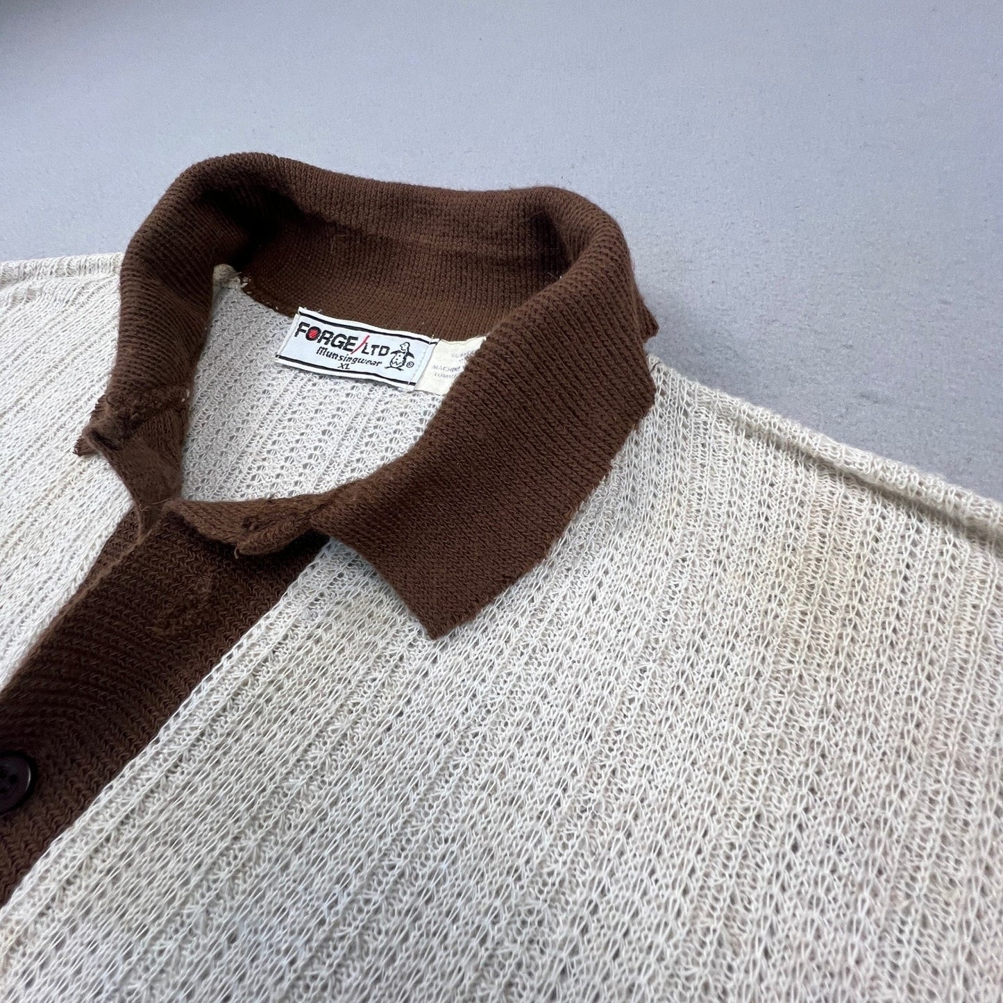 Forge Ltd Munsingwear Knit Polo Mens XL Paper Thin Linen Blend Vintage Retro