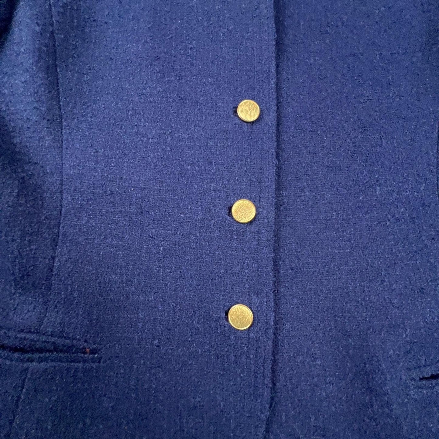 VTG Young Traditions Blazer Women 14 Navy Blue Gold Button Wool Blend Preppy