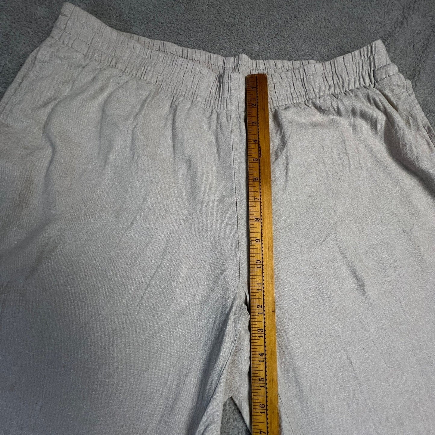 Linen Blend Wide Leg Pants XL High Rise Pull On Elastic Waist Beige Old Navy
