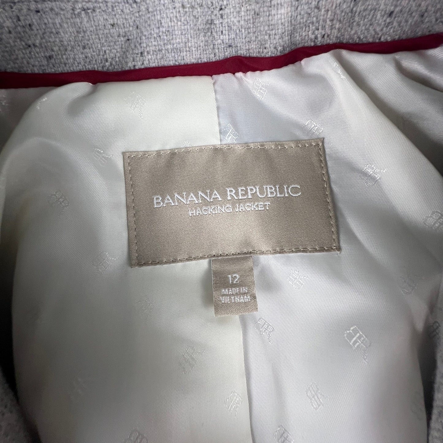 Banana Republic Hacking Jacket Womens 12 Gray Wool Blend Blazer Preppy