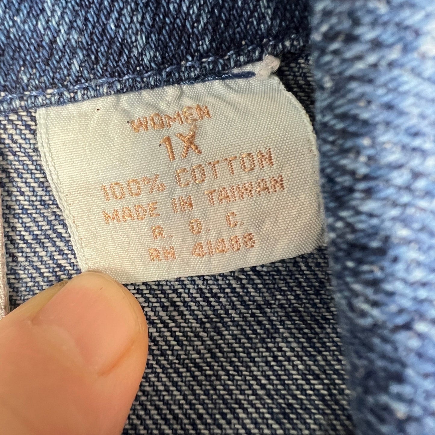 Spiegel For You Denim Blazer Women 1X Crest Patch Preppy VTG Jacket Academia