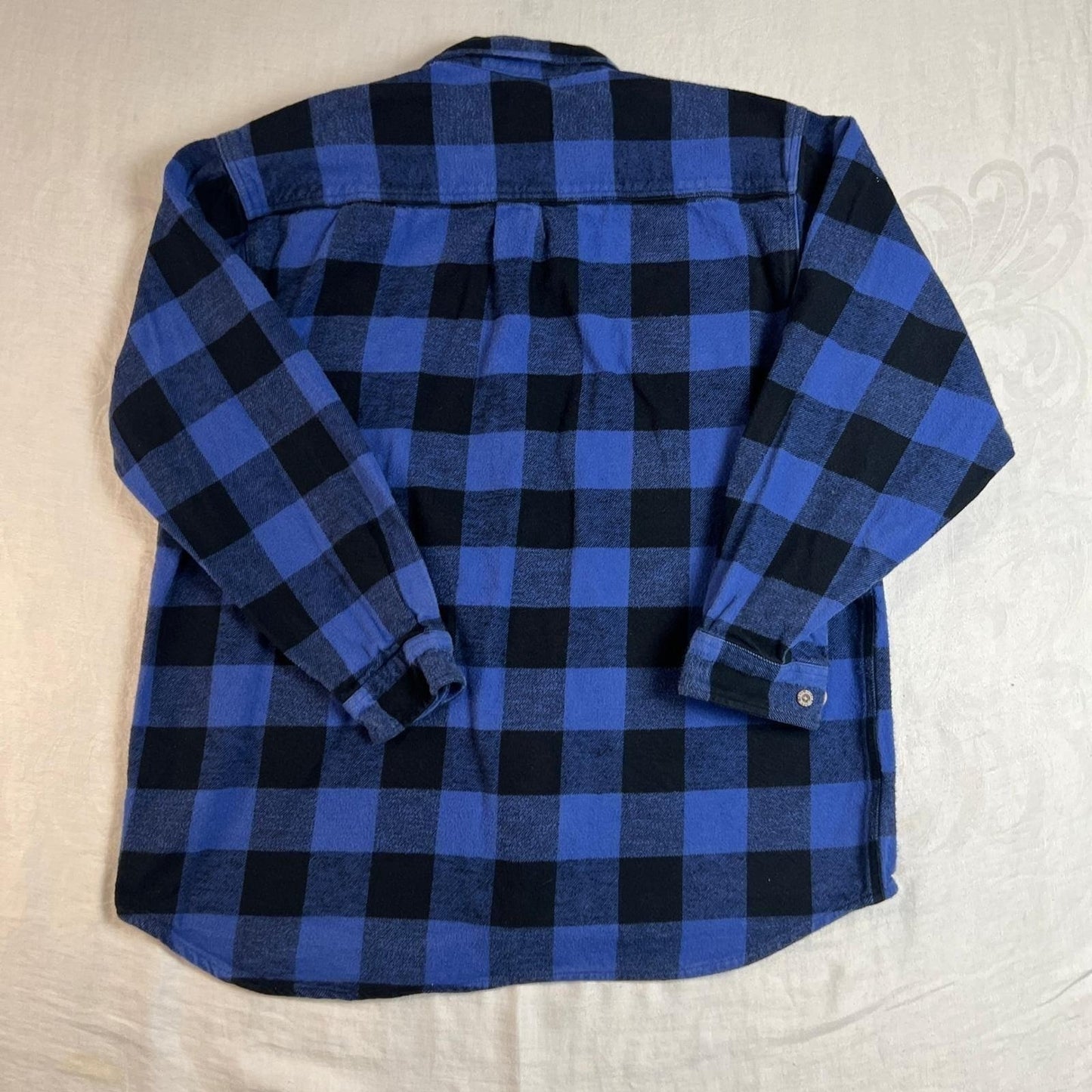 Field & Stream Shirt Men's XXL Flannel Plaid Long Sleeve Button Up Blue Black