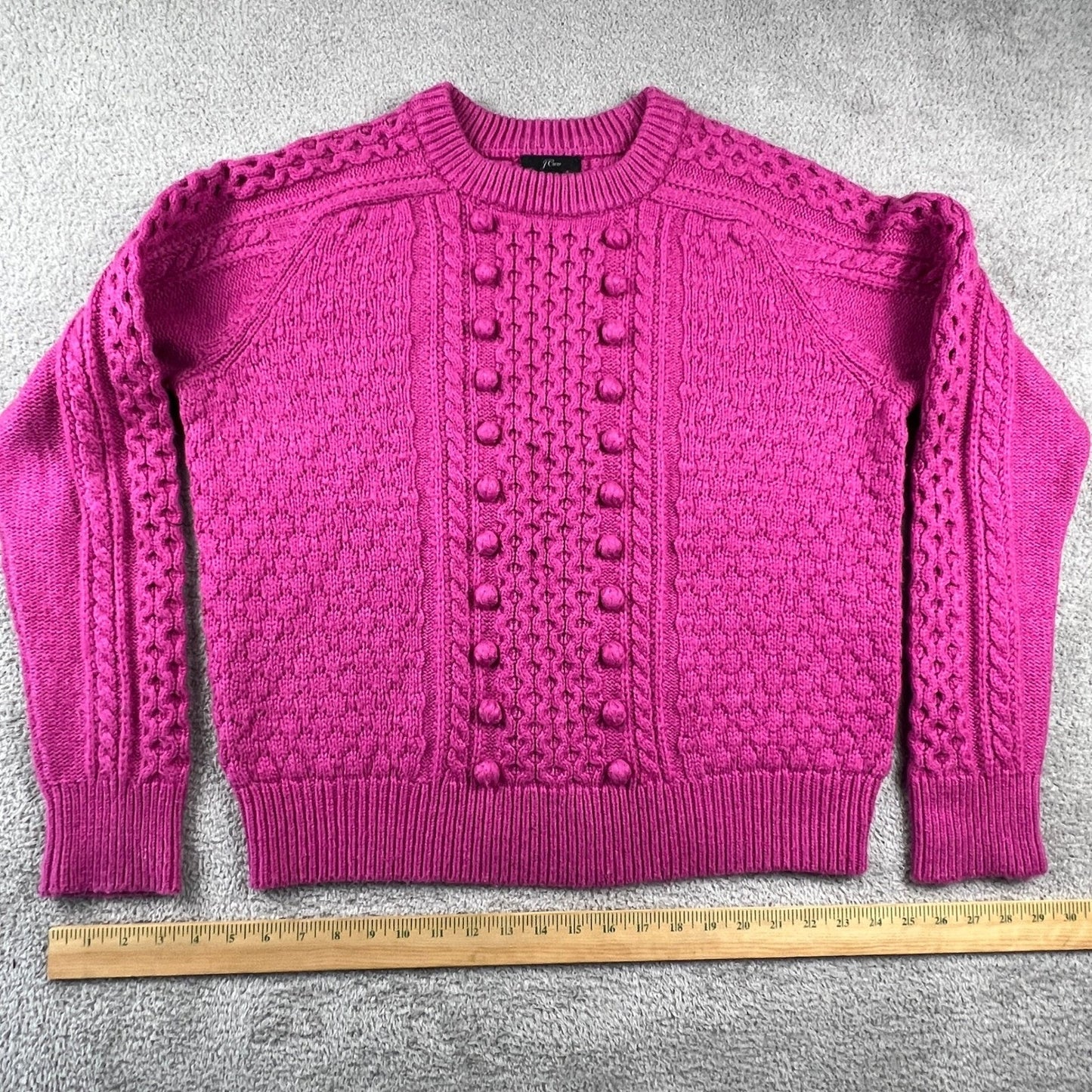 J.Crew Pink Cable Knit Sweater Womens Large Preppy Chunky Textured Cozycore