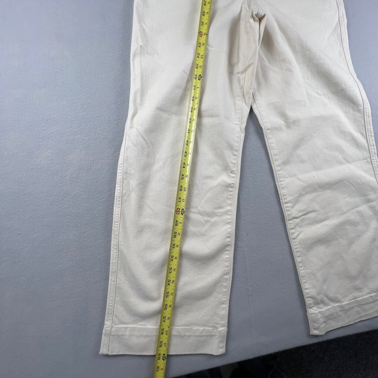 Denim Overalls Womens Medium Cream Wide Leg Cotton Stretch Boho Casual UpWest