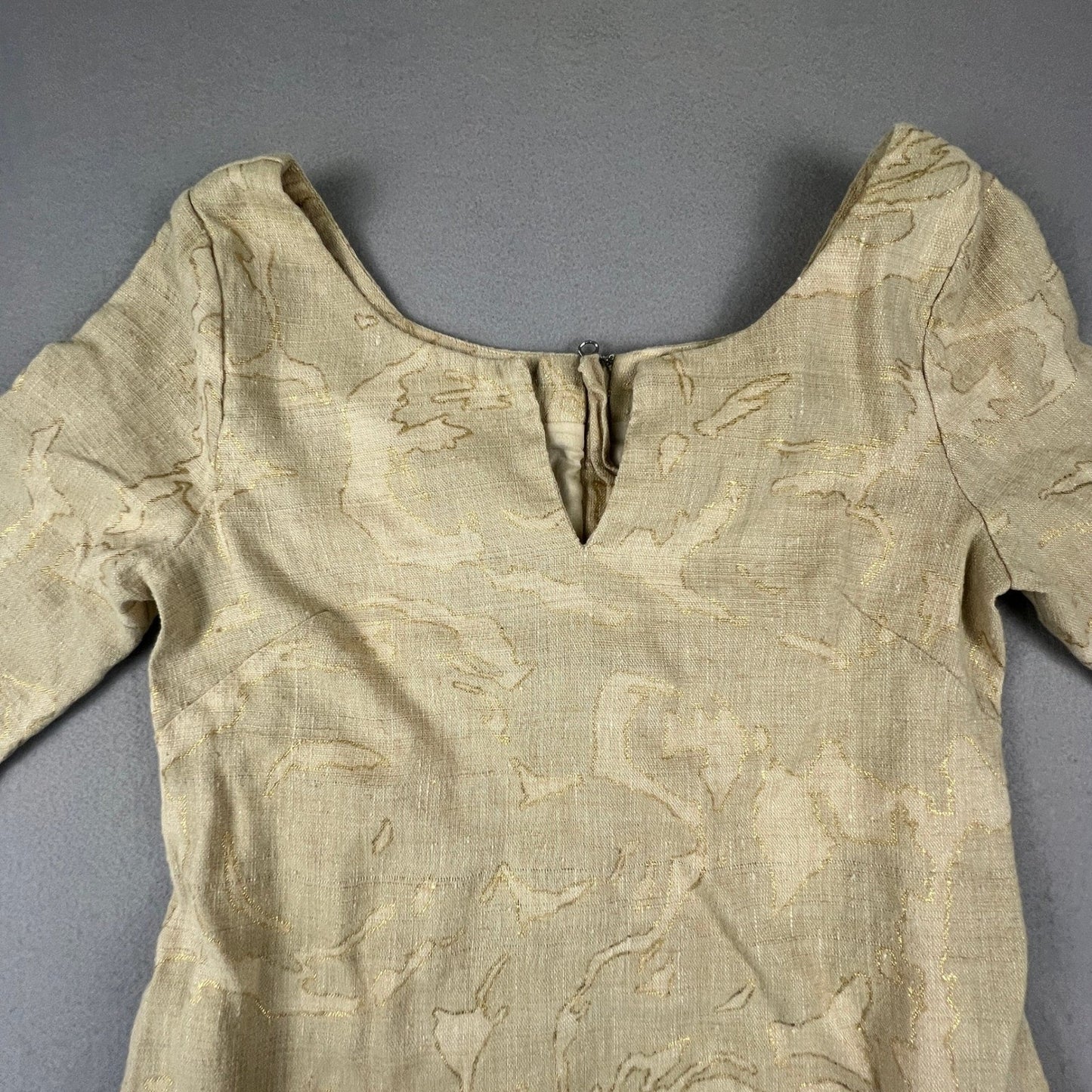 J.Crew Shift Dress Womens 4 Elegant Metallic Linen Silk Abstract Mini Sheath