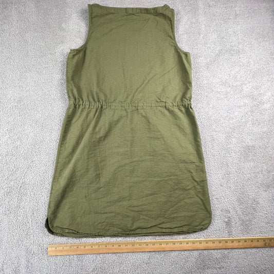 Eileen Fisher Organic Cotton Dress Small Olive Green Minimalist Classic Summer