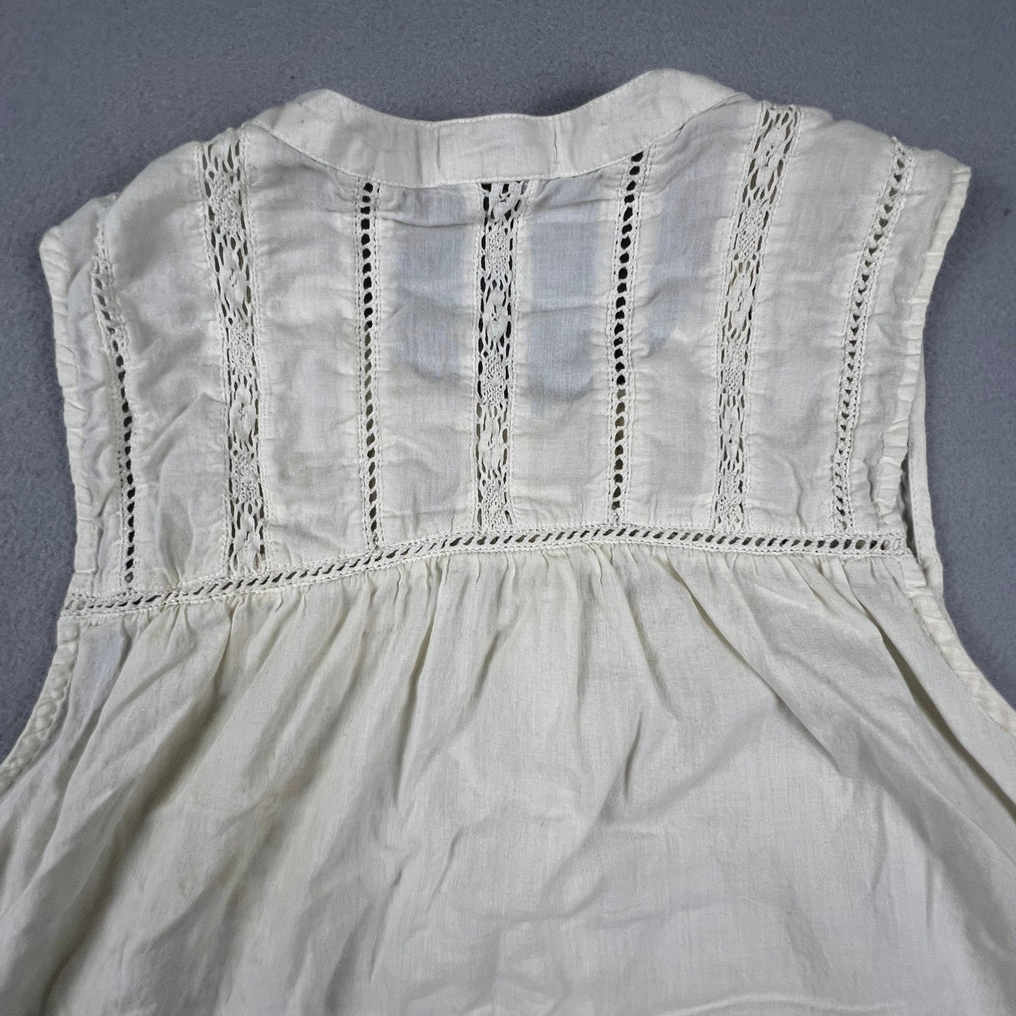 100% Cotton Silver Jeans Co Tank Top Women XL Cream Crochet Lace Boho Fairycore Blouse