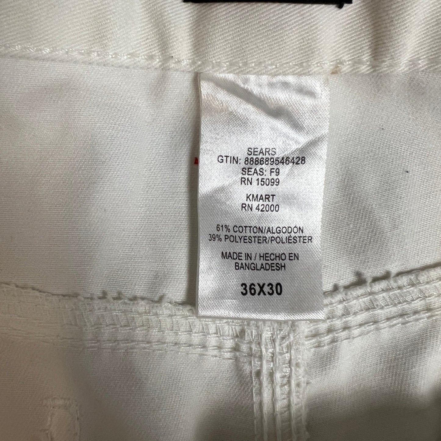 Carpenter Jeans Men's 36x30 White Craftsman Pants Utility Workwear Artist rRver